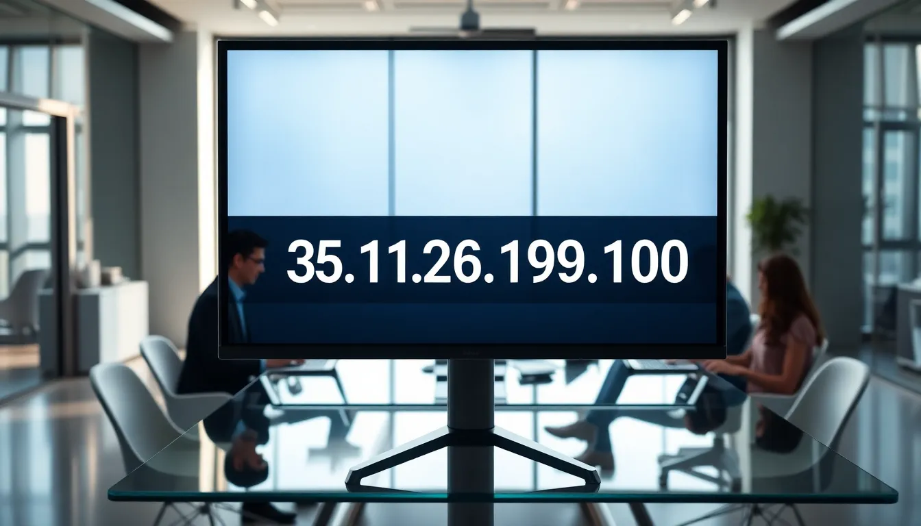 modern office displaying an IP address concept with diverse professionals.